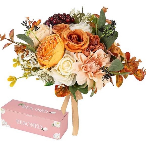 Fall Artificial Flower Decoration, Silk Rose and Peony Bouquet - Picture 1 of 7